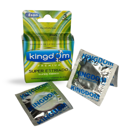 Condones KINGDONM Super Estriado x3 Und