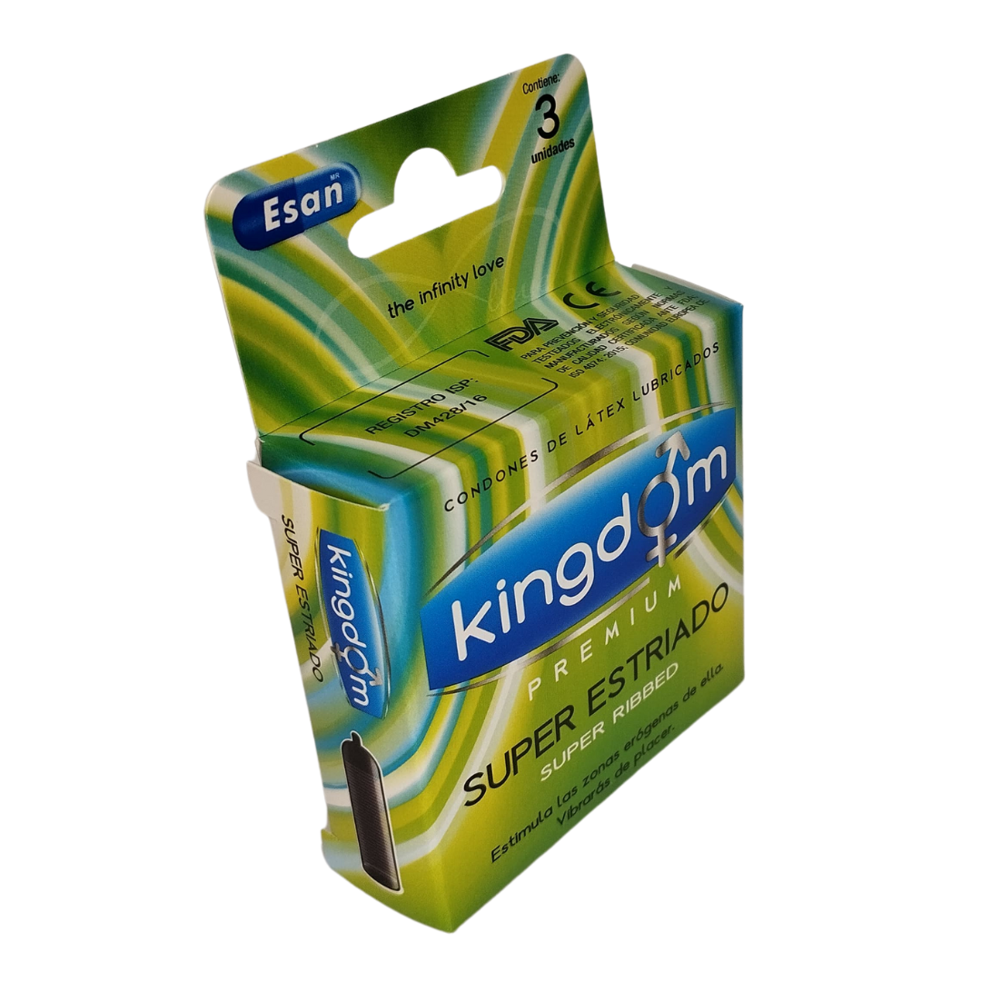 Condones KINGDONM Super Estriado x3 Und