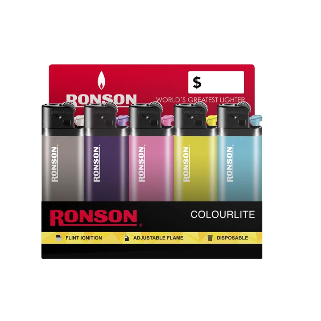 Ronson Encendedor Colourlite (Solido) Pack x 20 unidades
