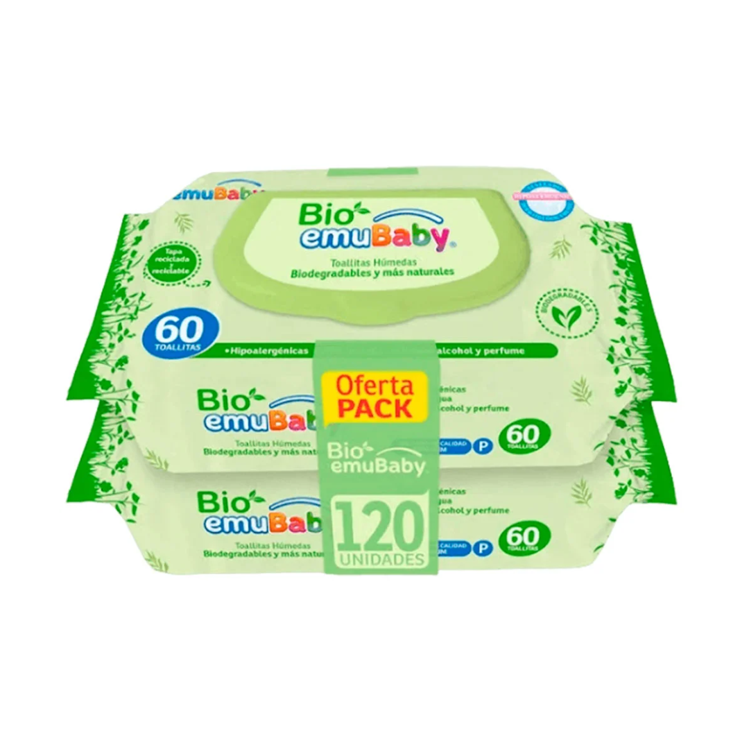 Emubaby Bio Toallas C/T PACK 2X60 Unidades