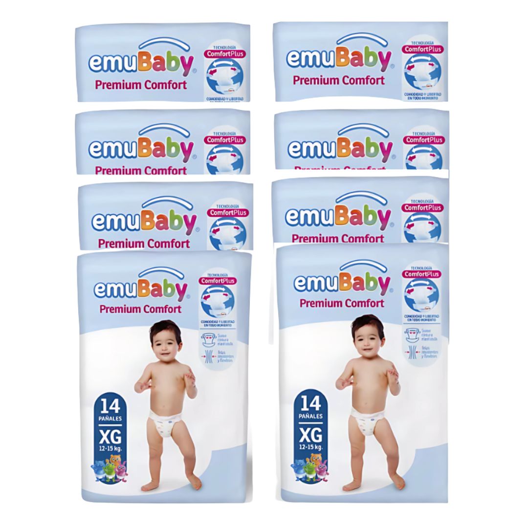 Emubaby Comfort Pañal Talla XG / Manga 8 paquetes x 14 unidades.