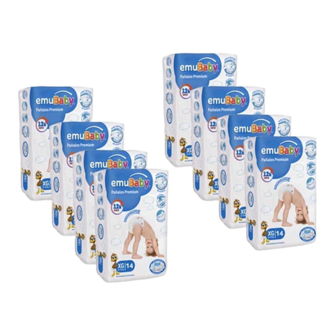 Emubaby Premium Pañal Talla XG / Manga 8 paquetes x 14 unidades