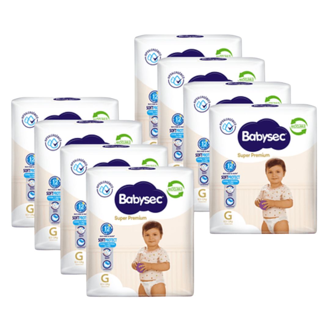 Babysec Super Premium Pañal Talla G / Manga 8 paquetes x 18 unidades