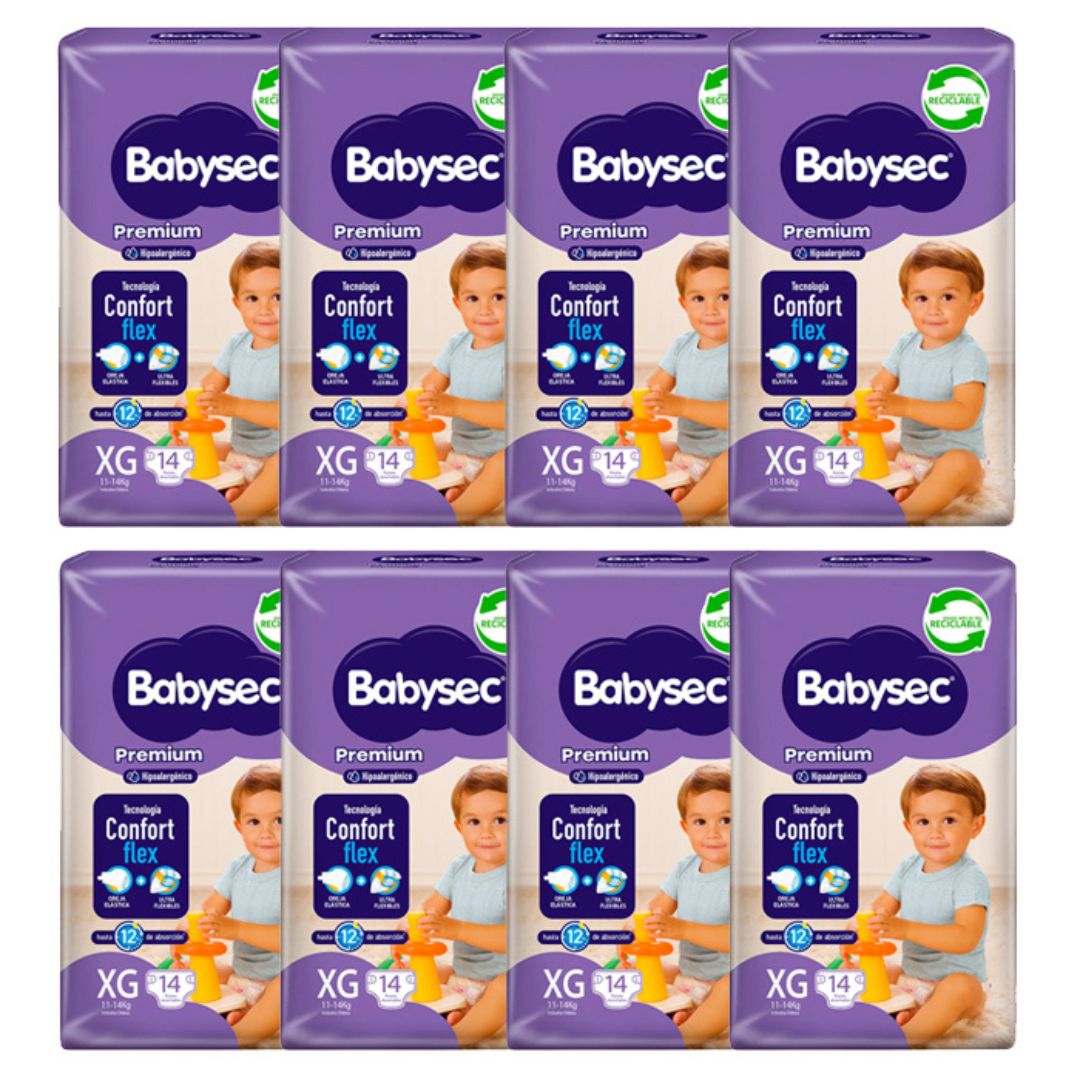 Babysec Premium Pañal Talla XG / Manga 8 paquetes x 14 unidades