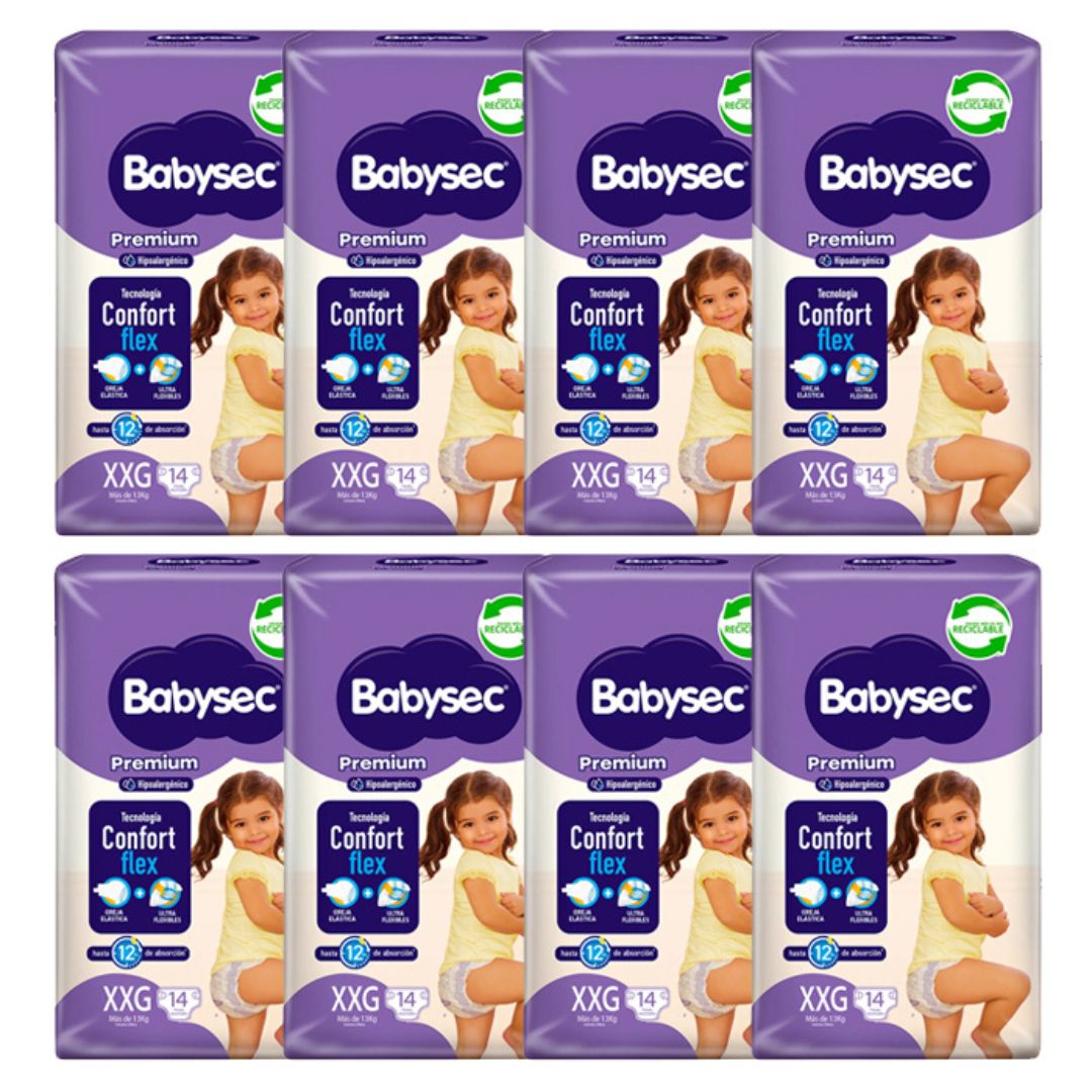 Babysec Premium Pañal Talla XXG / Manga 8 paquetes x 14 unidades