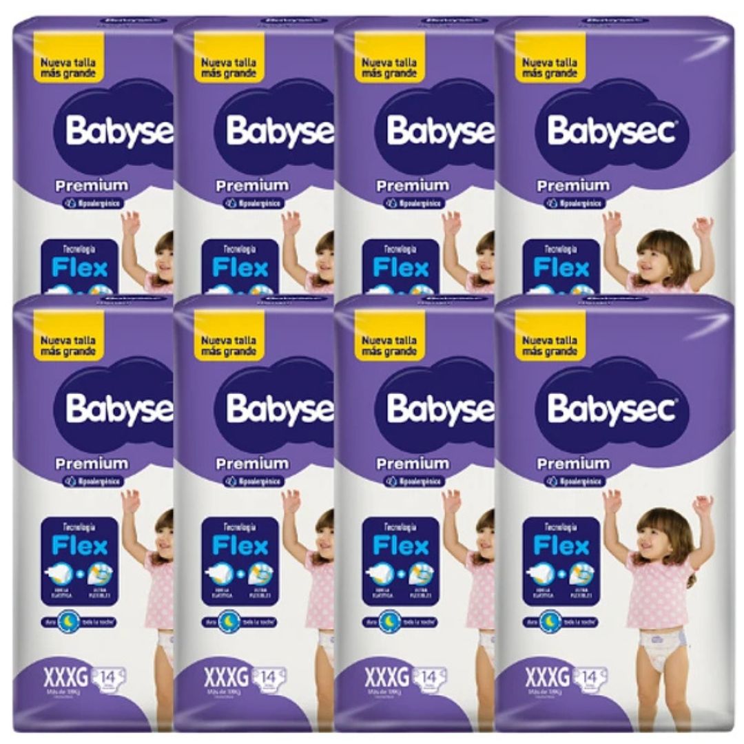 Babysec Premium Pañal Talla XXXG / Manga 8 aquetes x 14 unidades