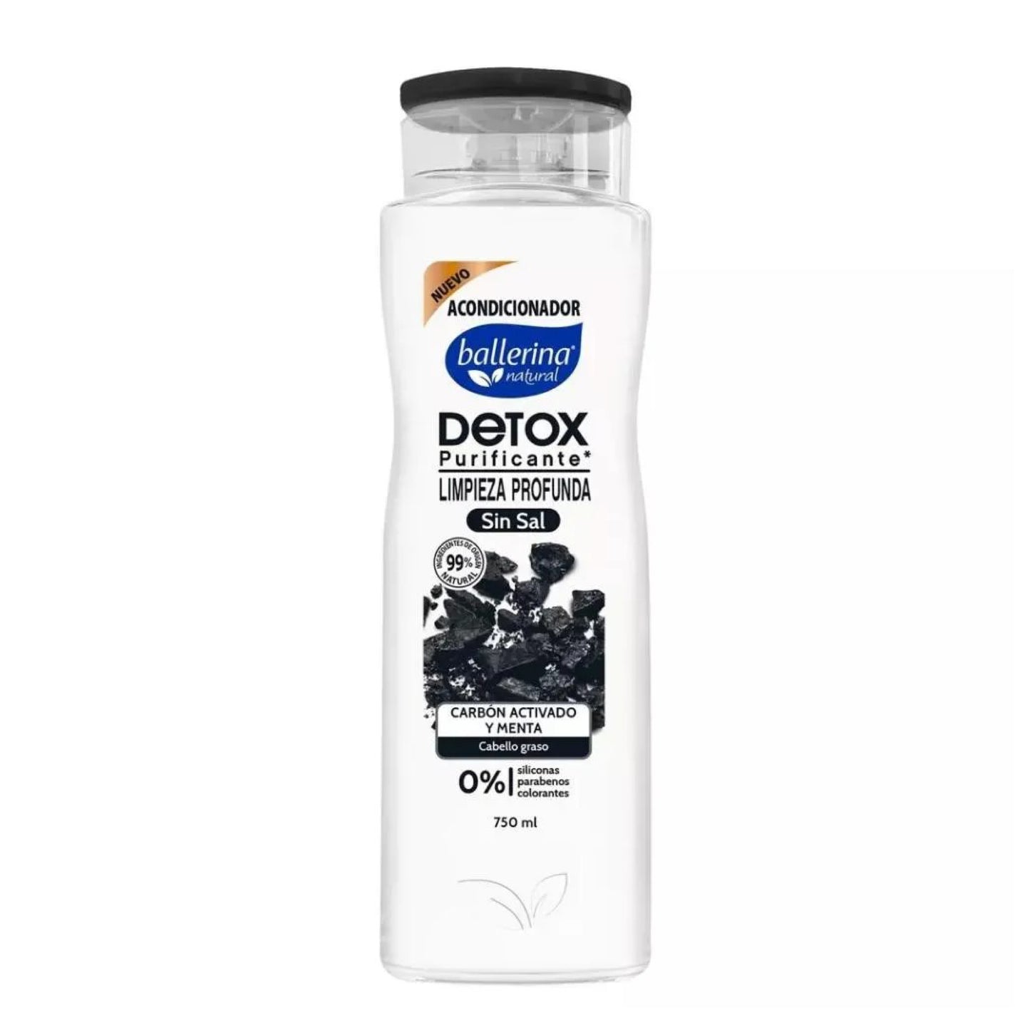 Ballerina Acondicionador Detox Carbón Frasco 750 ml
