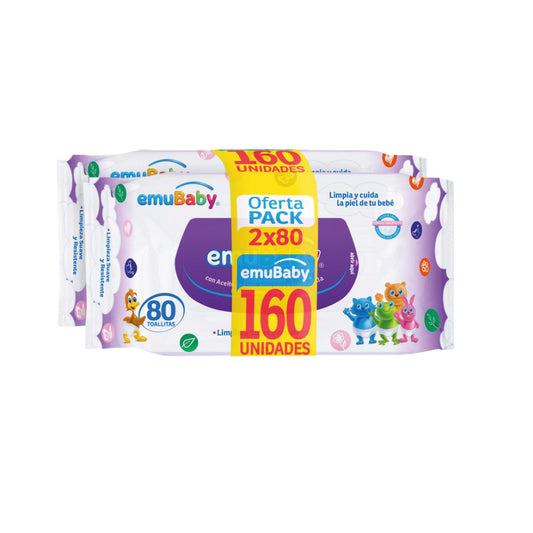 Emubaby Toallas Húmedas sin tapa / 2 x 80 Unidades