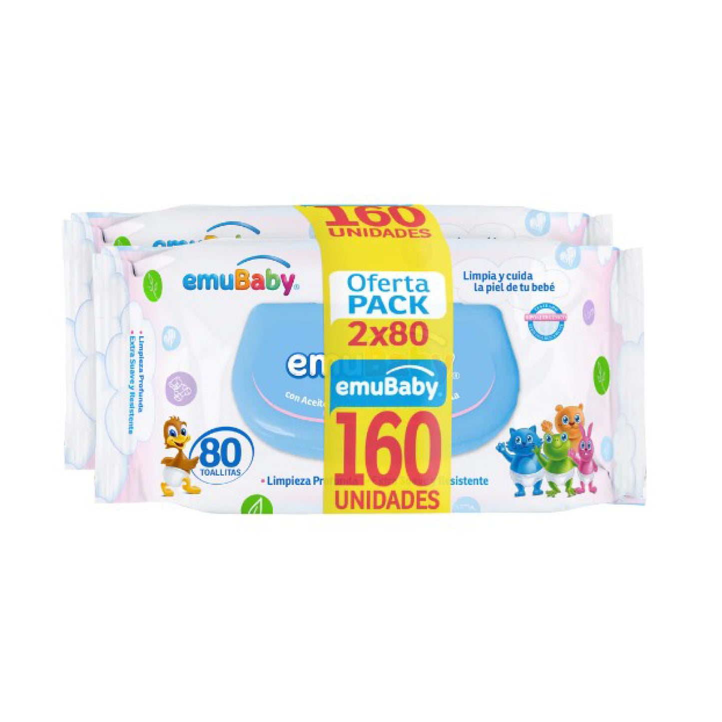 Emubaby Toallas Humedas Premium C/T PACK 2X80 Unidades