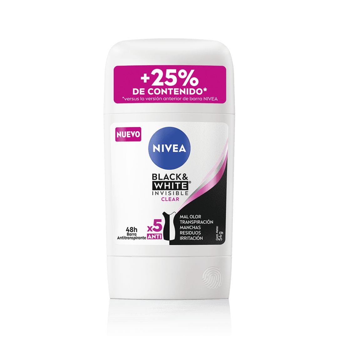 Nivea Barra Dama Black & White Clear 54 grs