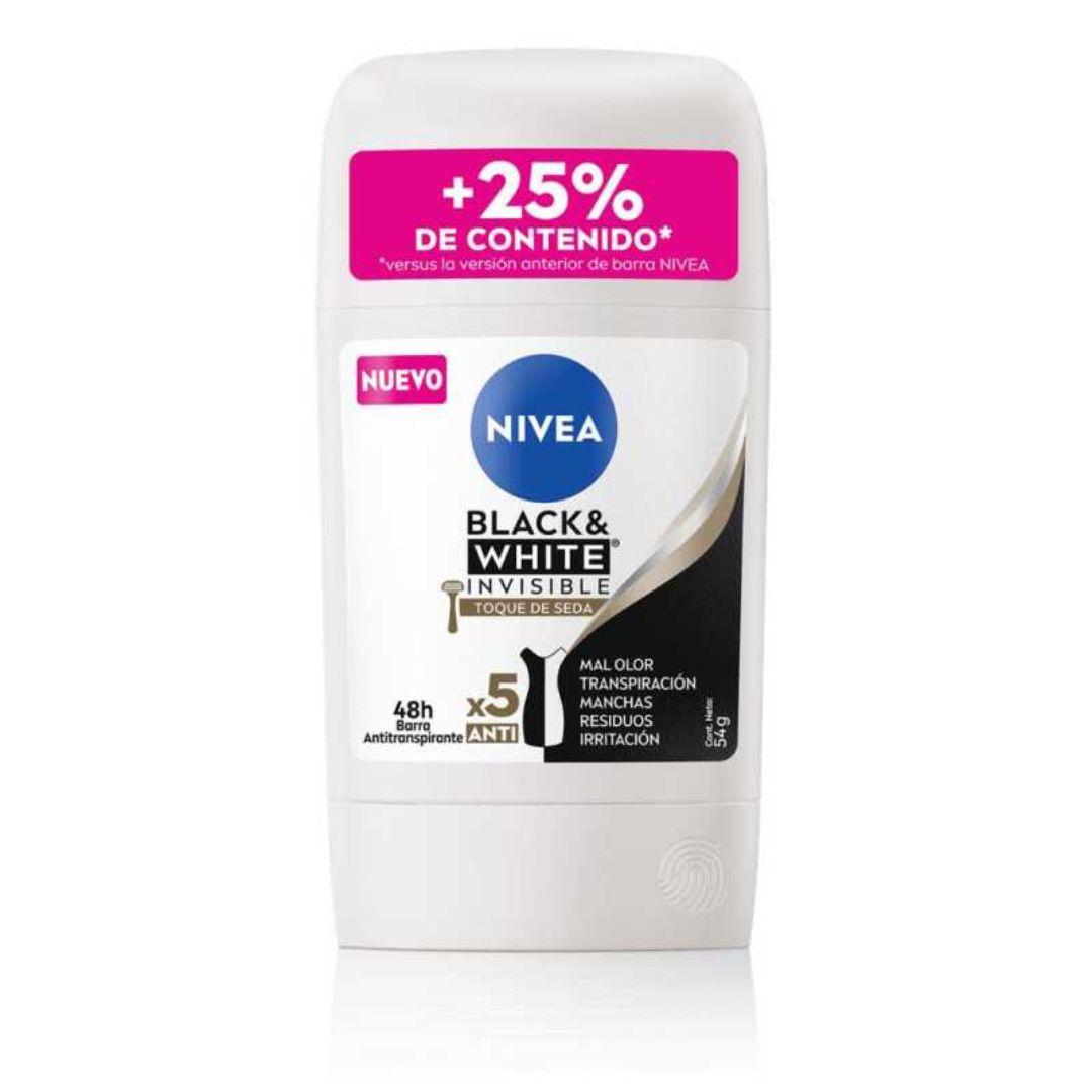 Nivea Barra Dama Bllack & White Toque de Seda 54 grs