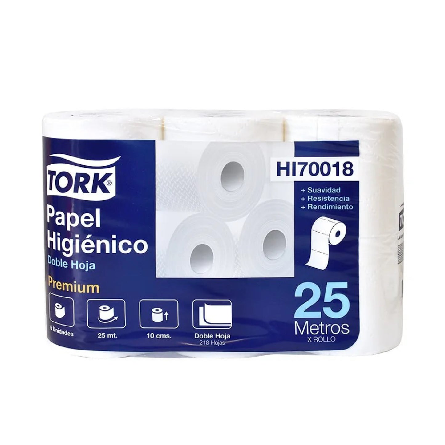 Tork Papel Higiénico 25 Metros x 6 Rollos por paquete x 8 paquetes = 48 rollos