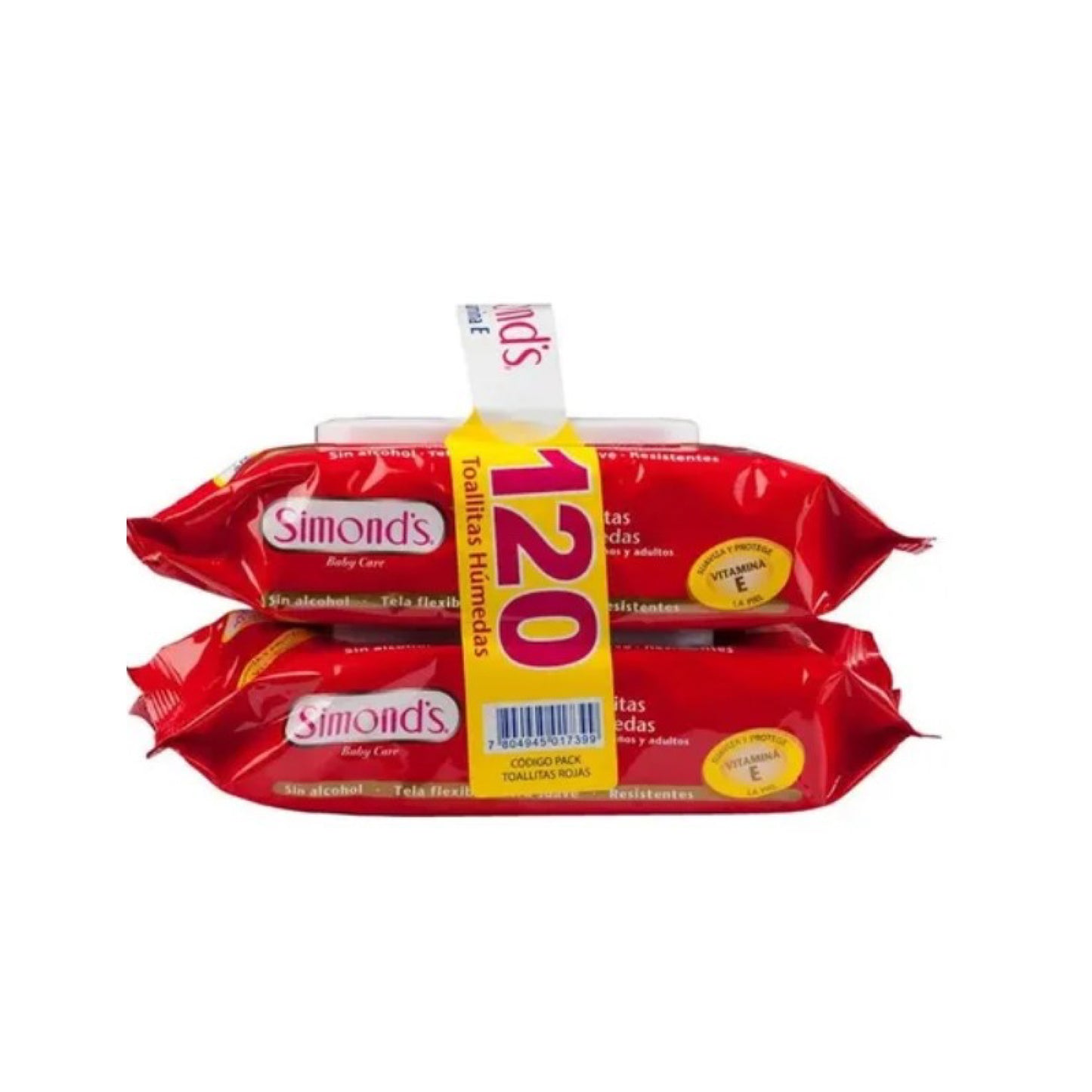 Simond´s Toallita Húmeda Vitamina E Roja / 2 x 60 Unidades