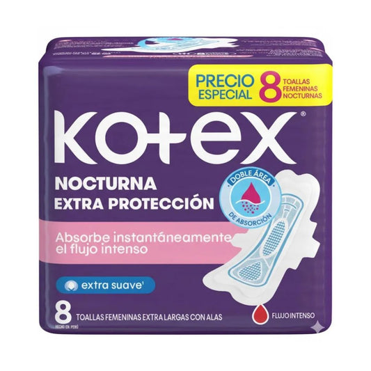 Kotex Toalla Higiénica Nocturna Extra Protección 8 unidades