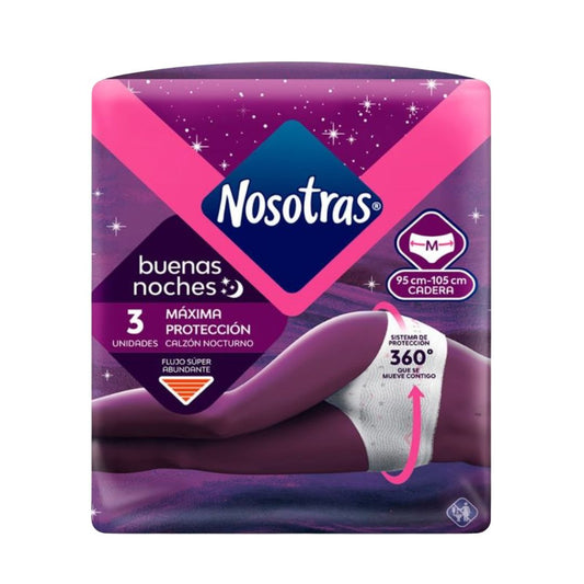 Nosotras Calzón Nocturno Talla M 3 unidades