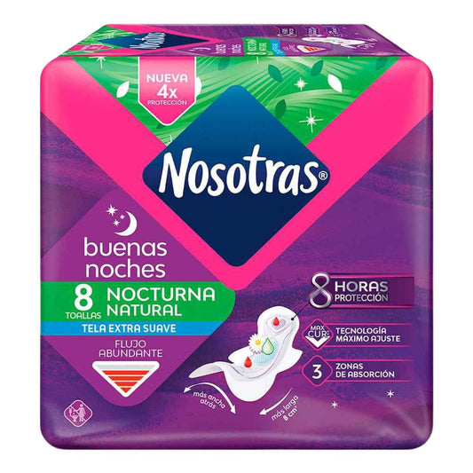 Nosotras Toalla Higiénica  Nocturna Natural 8 unidades