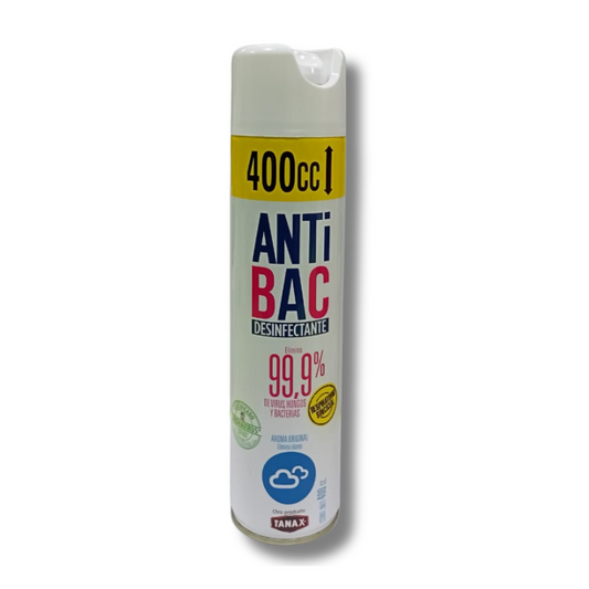 Antibac Desinfectante de Ambientes y Superficies Aerosol / Aroma Original 400 cc
