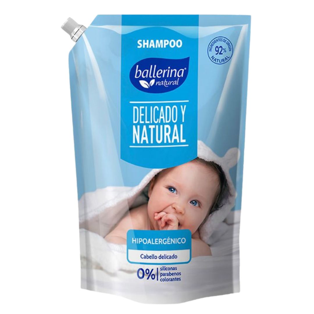 Ballerina Shampoo Recarga Hipoalergénico Delicado y Natural 750 ml