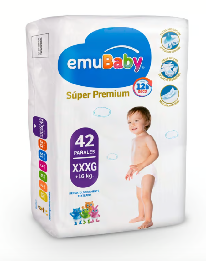 Emubaby Pañal Premium talla  XXXG X 42 unidades