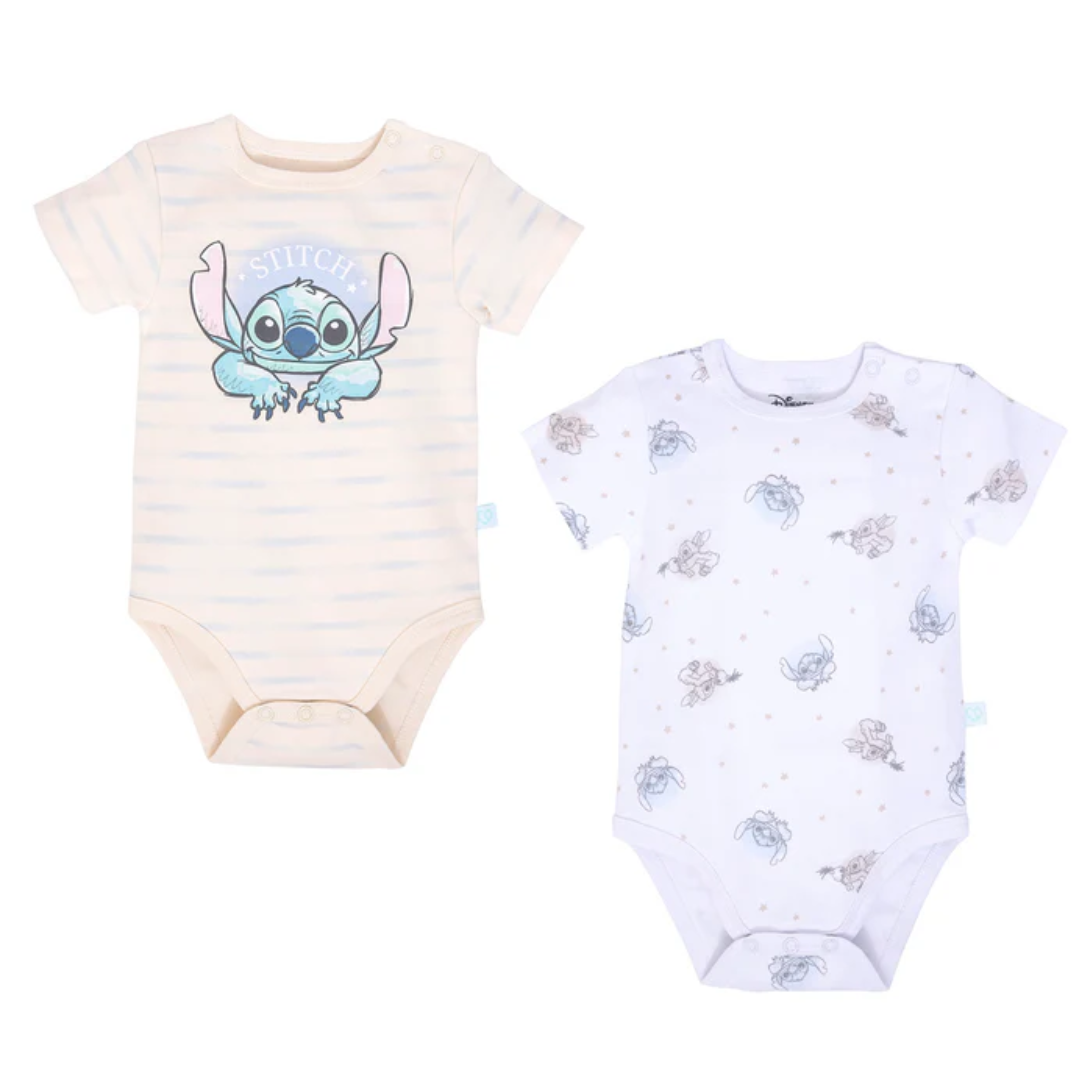 Bambino set 2X Bodies Manga Corta 100% Algodón Disney-Stitch