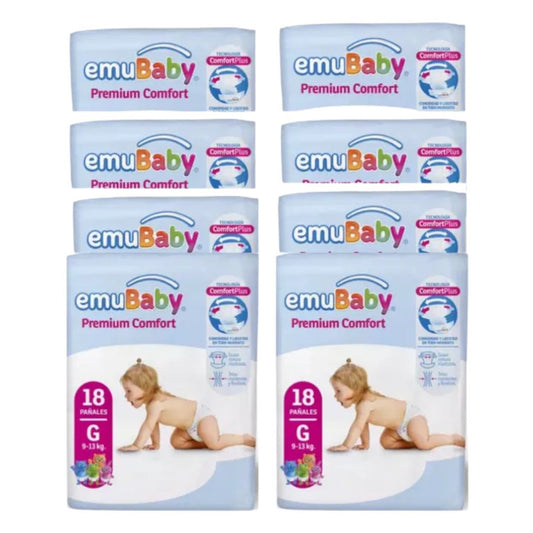 Emubaby Comfort Pañal Talla G / Manga 8 paquetes x 18 unidades.