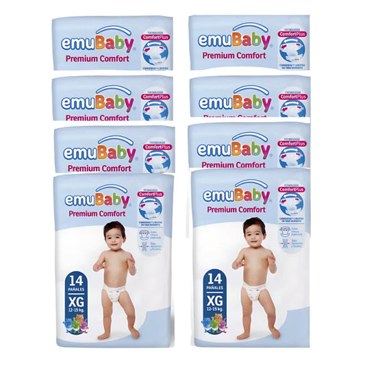 Emubaby Comfort Pañal Talla XG / Manga 8 paquetes x 14 unidades.
