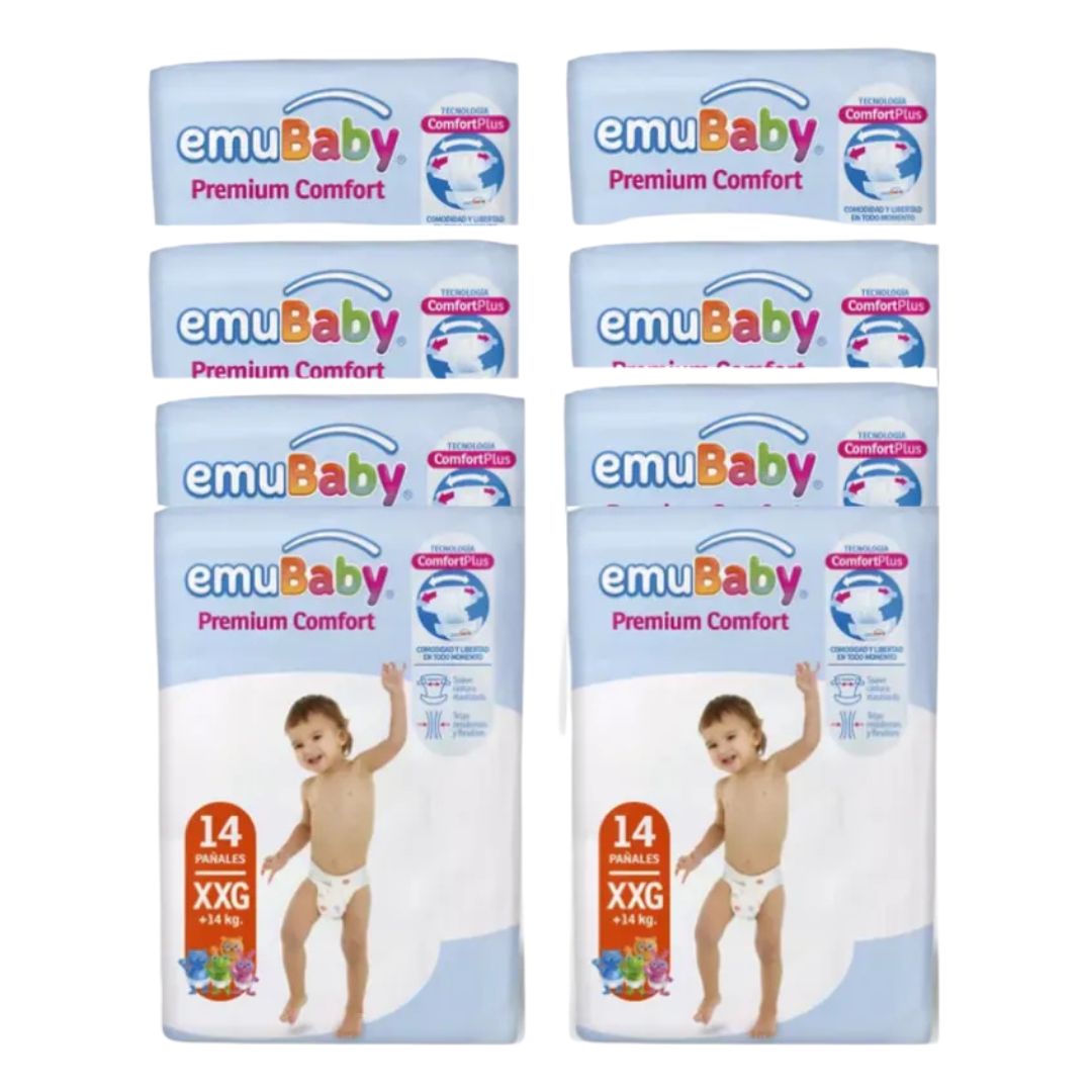 Emubaby Comfort Pañal Talla XXG / Manga 8 paquetes x 14 unidades.