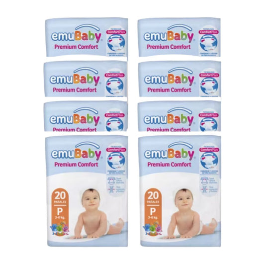Emubaby Comfort Pañal Talla P / Manga 8 paquetes x 20 unidades.