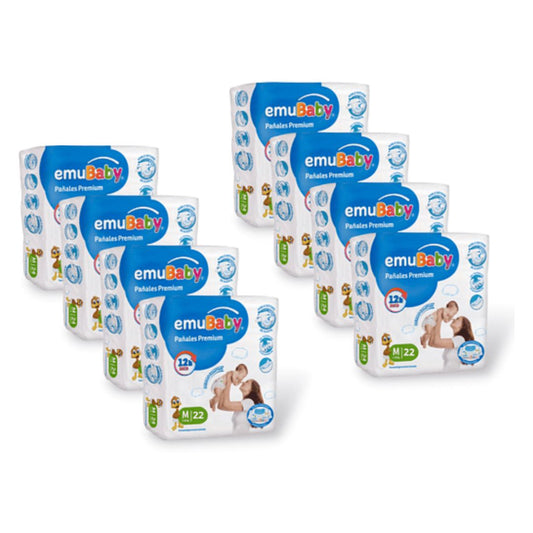 Emubaby Premium Pañal Talla M / Manga 8 paquetes x 22 unidades
