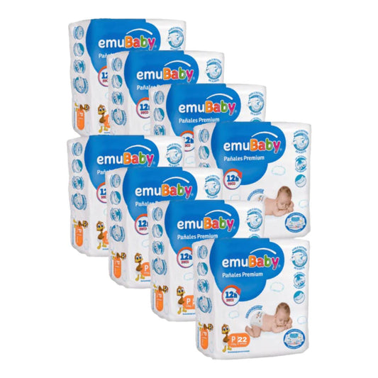 Emubaby Premium Pañal Talla P / Manga 8 paquetes x 22 unidades