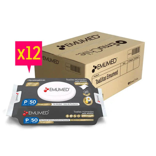 Emumed Toallas Húmedas Adulto / Caja 12 paquetes x 50 unidades