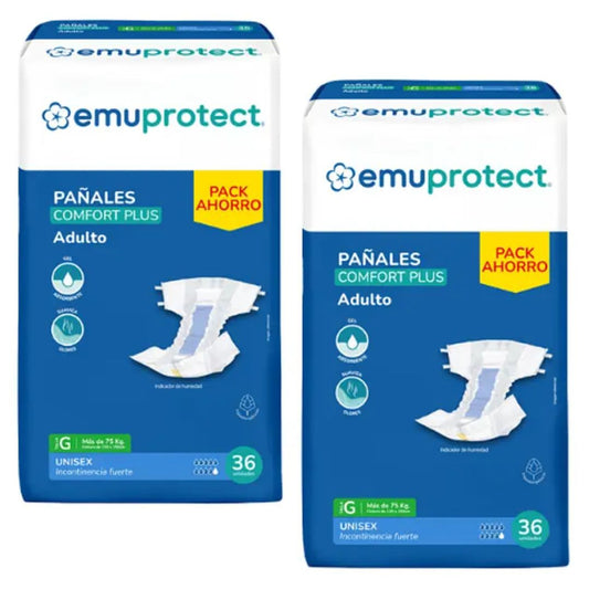 Emuprotect Pañal Talla G / Manga 2 paquetes x 36 unidades