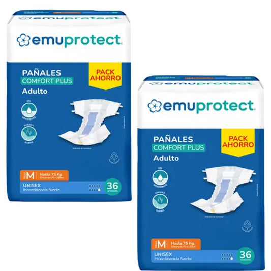 Emuprotect Pañal Talla M / Manga 2 paquetes x 36 unidades
