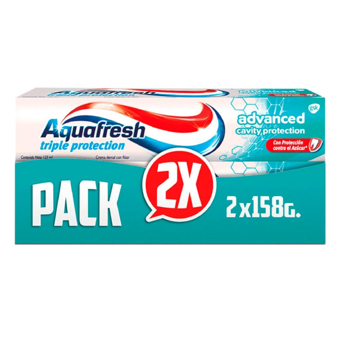 Aquafresh Triple Acción Advanced Pack 2 unidades x 158 grs