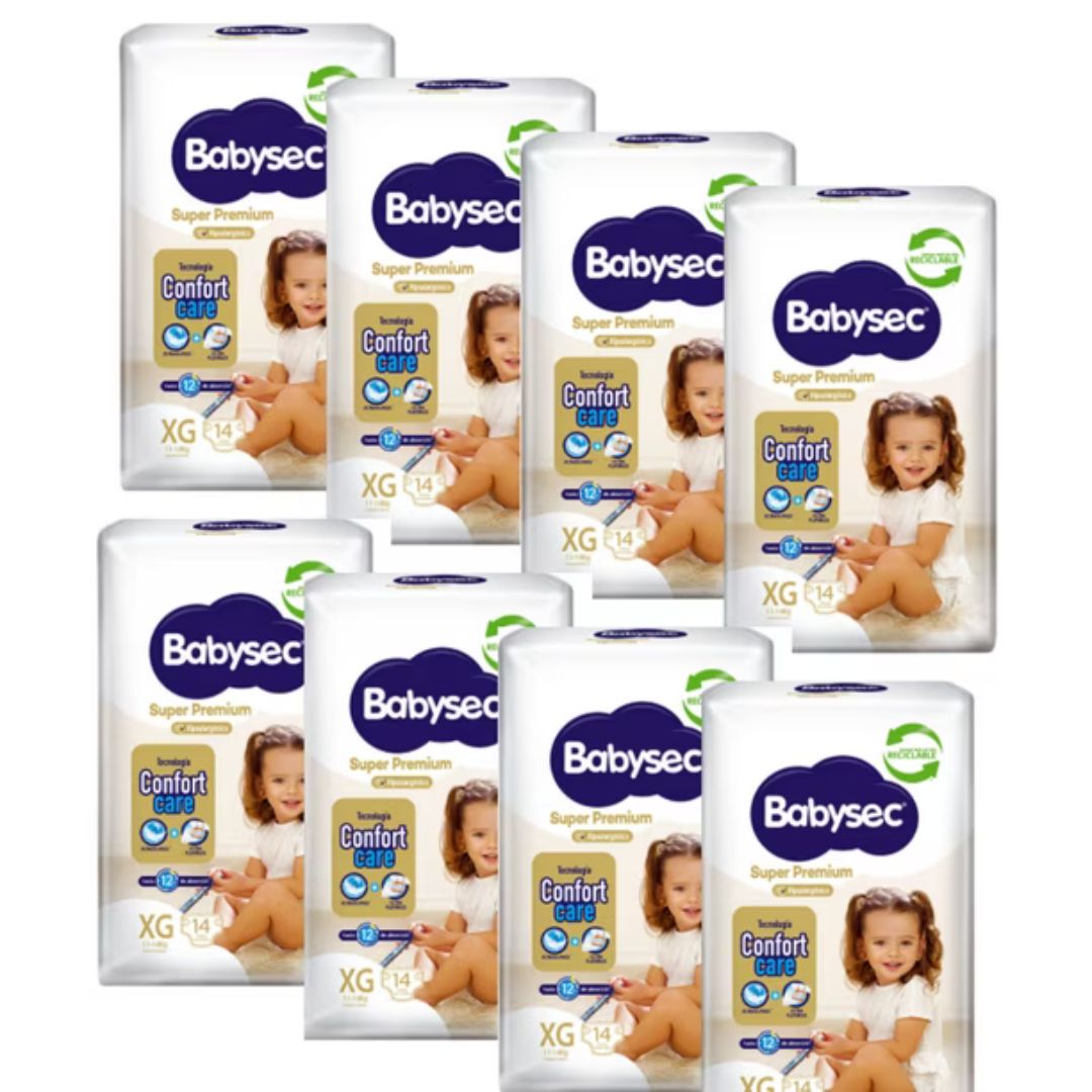 Babysec Super Premium Pañal Talla XG / Manga 8 paquetes x 14 unidades