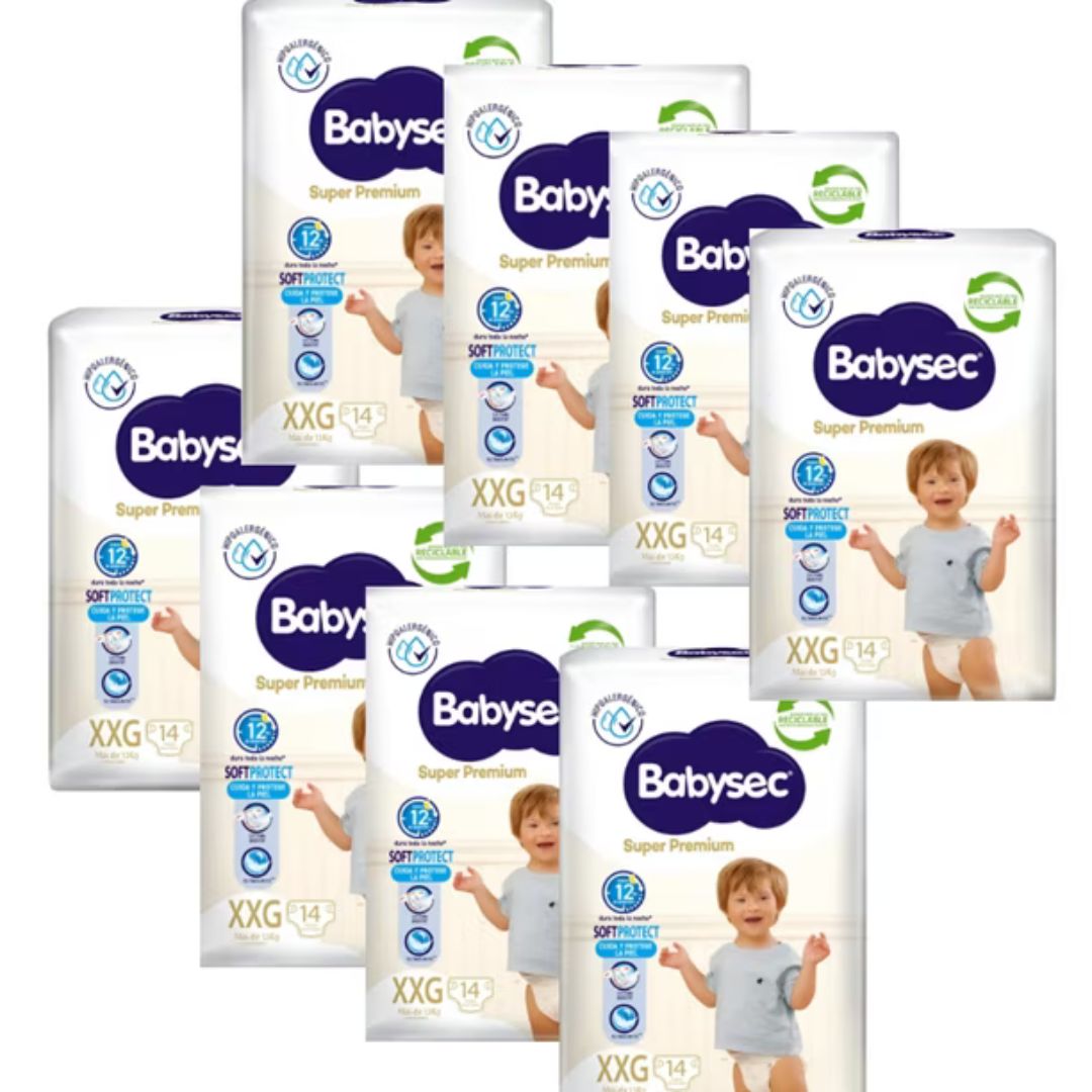 Babysec Super Premium Pañal Talla XXG / Manga 8 paquetes x 14 unidades