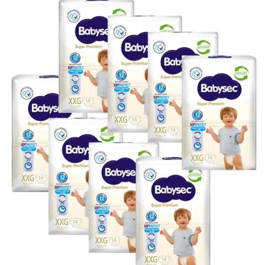 Babysec Super Premium Pañal Talla XXG / Manga 8 paquetes x 14 unidades