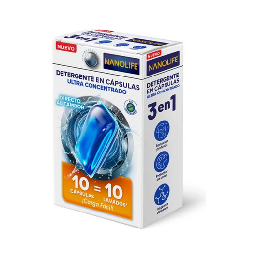 Nanolife Detergente En Cápsulas Poder 3 En 1 / 10 Unidades