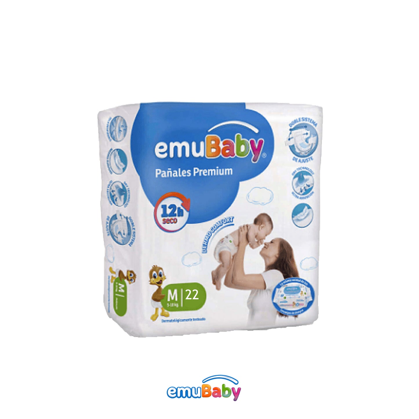 Emubaby Pañal Premium talla M / 22 pañales