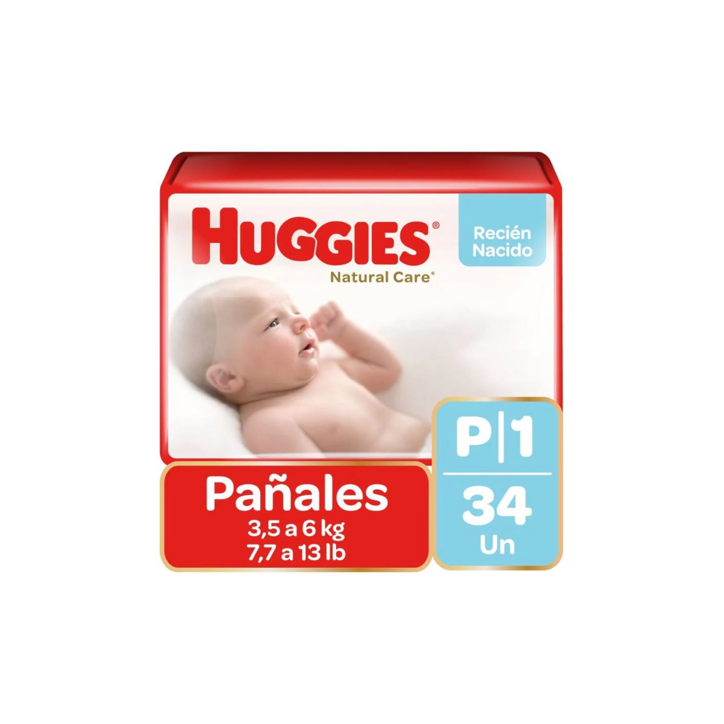 Huggies Natural Care Pañal talla P / 34 Unidades