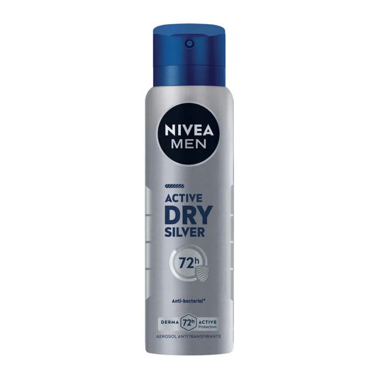 Nivea Spray Varón Active Dry Silver 150 ml