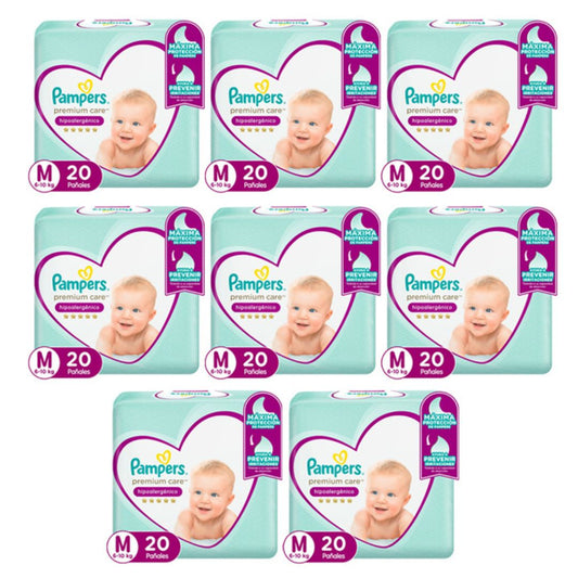 Pampers Premium Care Pañal Talla M / Manga 8 paquetes x 20 unidades