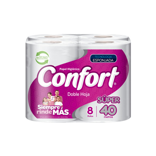 Confort Papel Higiénico Panal 40 Metros x 32 Rollos.