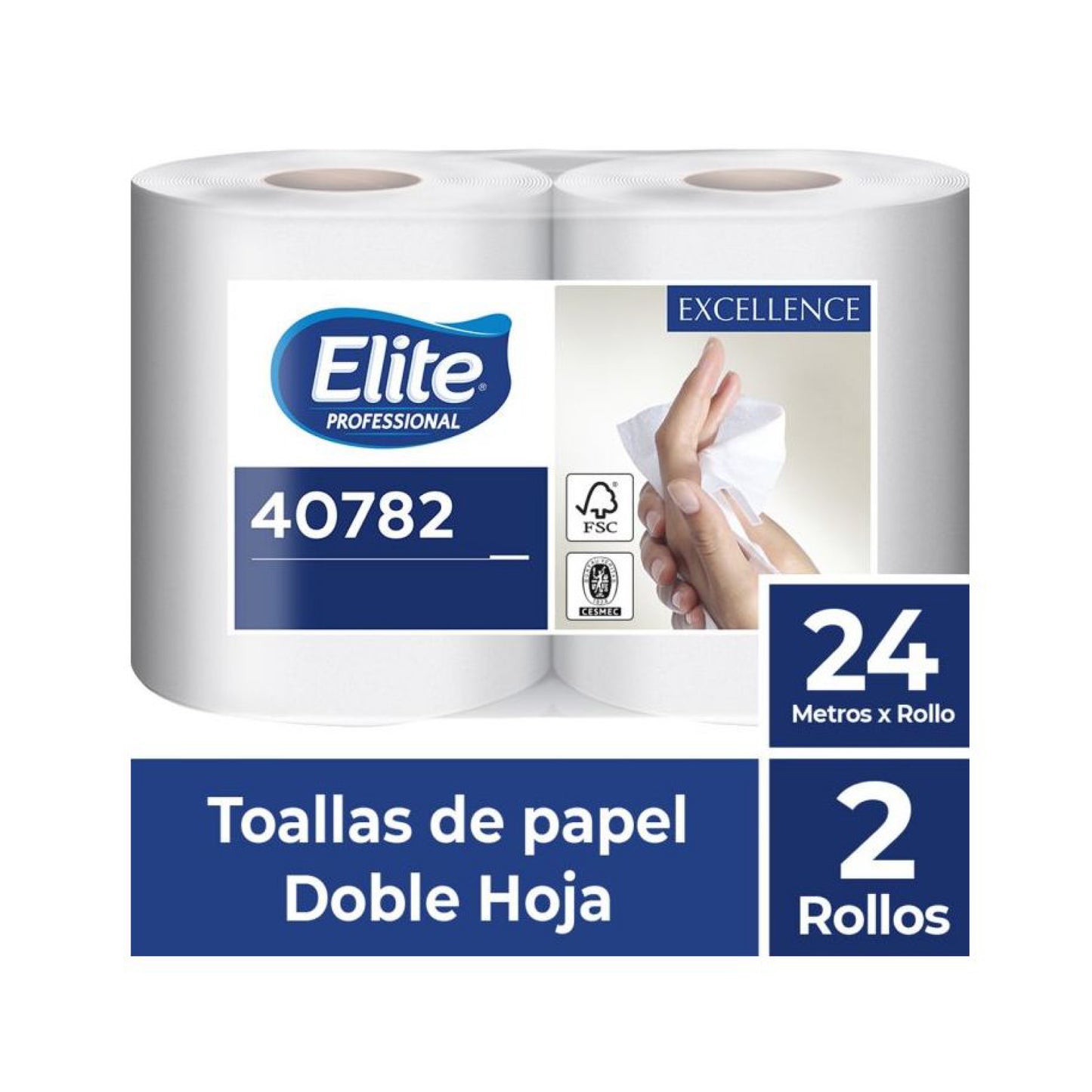 Elite Toalla 24 Metros x 2 Rollos (8 paquetes - 16 rollos)